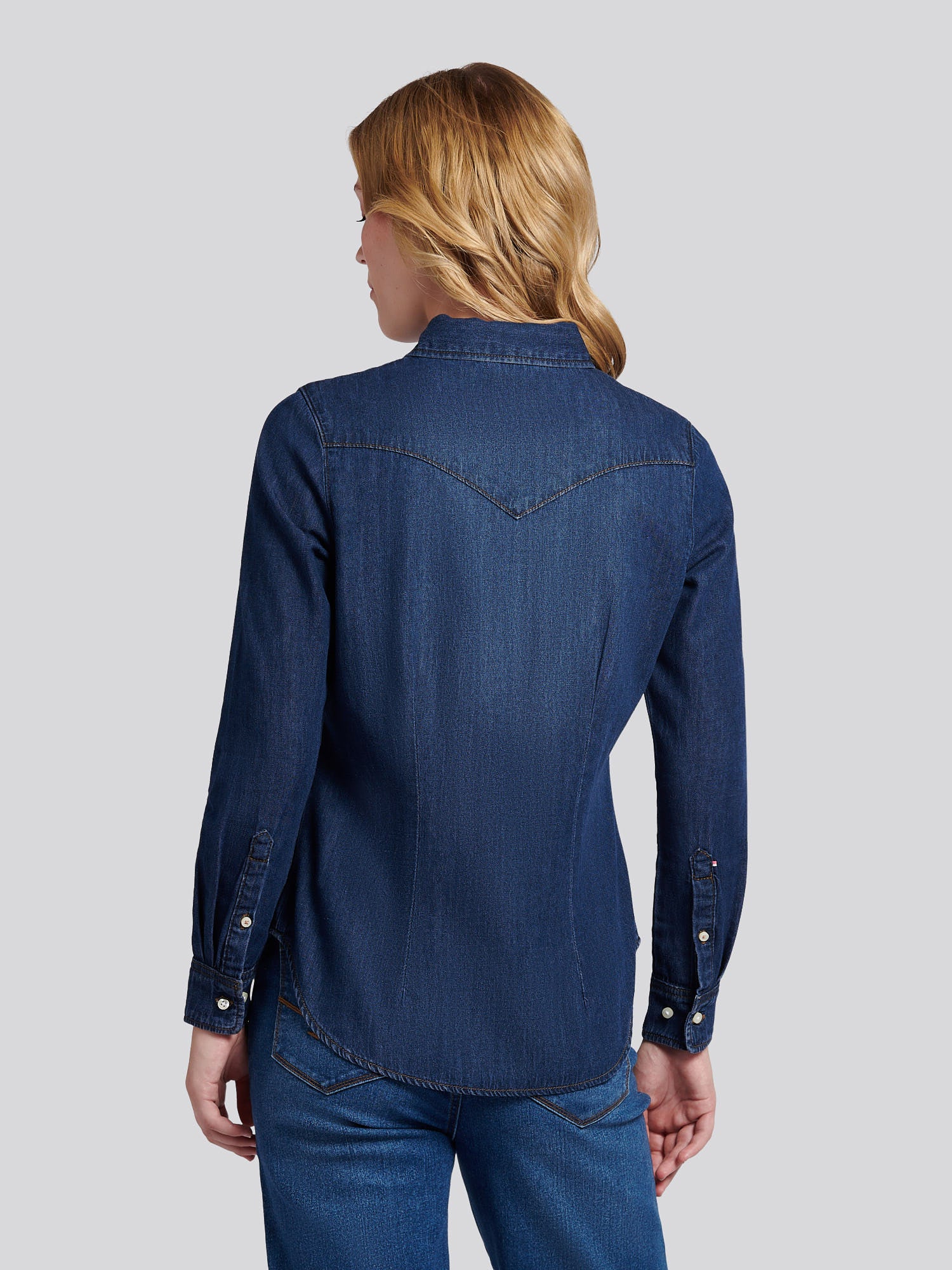 Womens Denim Shirt in Dark Blue Wash – Polo Poland
