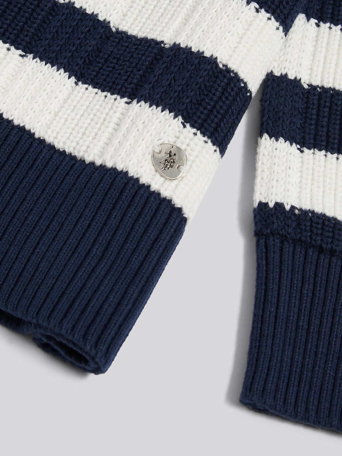 Womens Pure Cotton V Neck Jumper Navy Iris