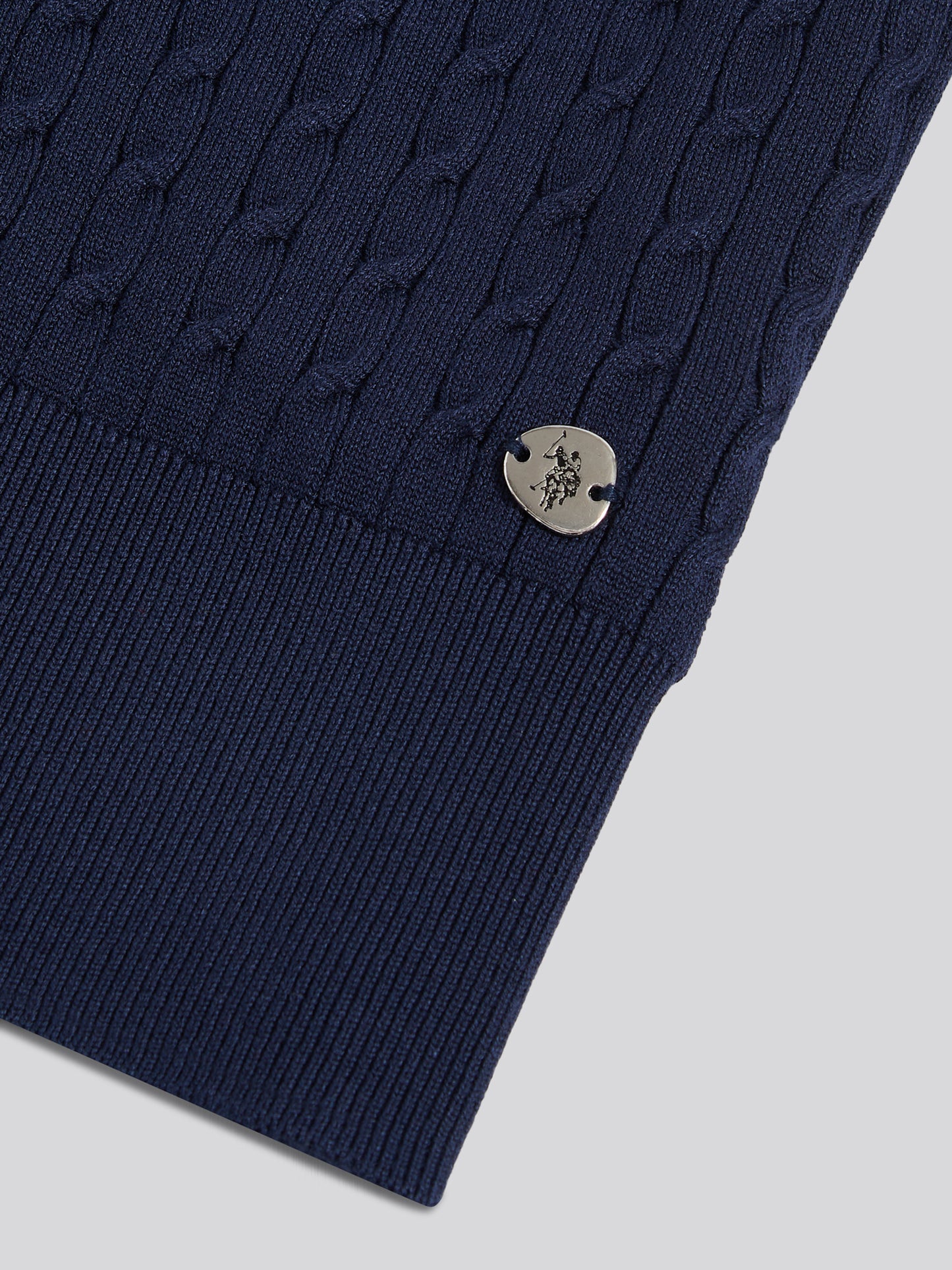 Womens Sleeveless Cable Knit Cardigan Navy Iris