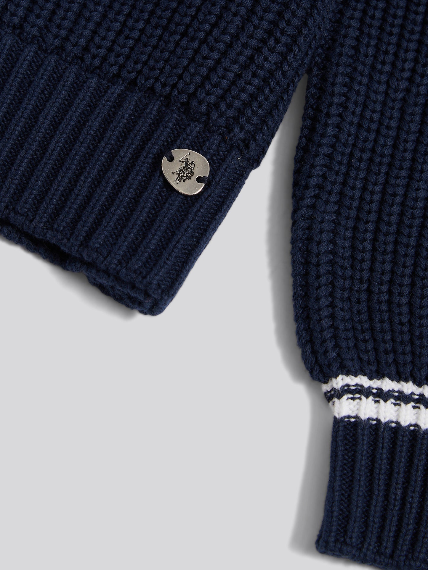 Womens Braid Cable Cricket Jumper Navy Iris