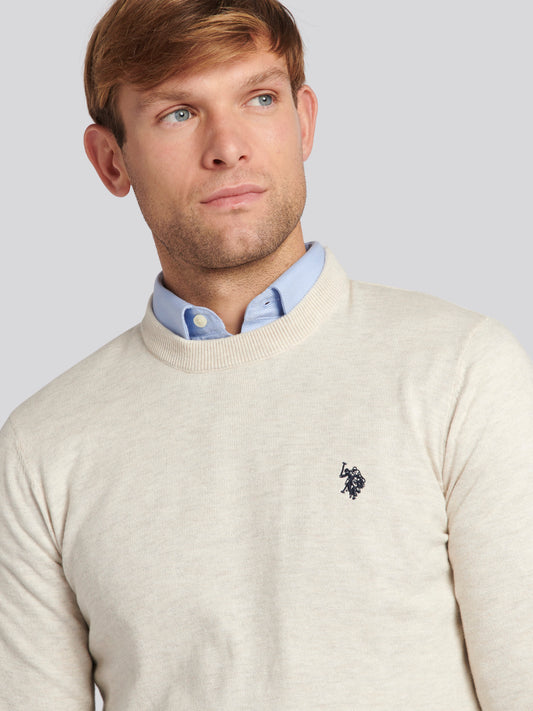 Mens Cotton Crewneck in Birch Marl