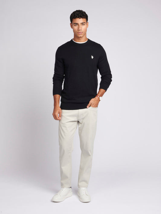 Mens Cotton Crewneck w czarnym jasnym białym DHM
