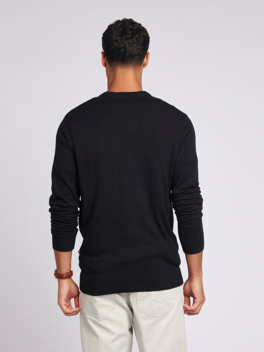 Mens Cotton Crewneck w czarnym jasnym białym DHM