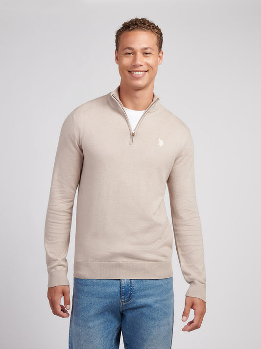 Męskie bawełniane lejek szyi 1/4 zip w atmosferze