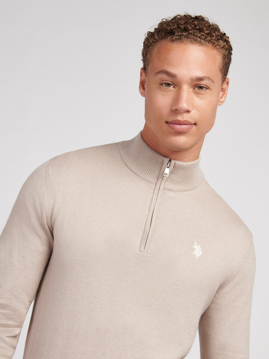 Męskie bawełniane lejek szyi 1/4 zip w atmosferze
