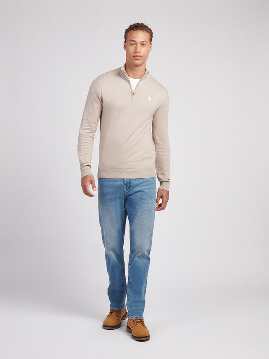 Męskie bawełniane lejek szyi 1/4 zip w atmosferze