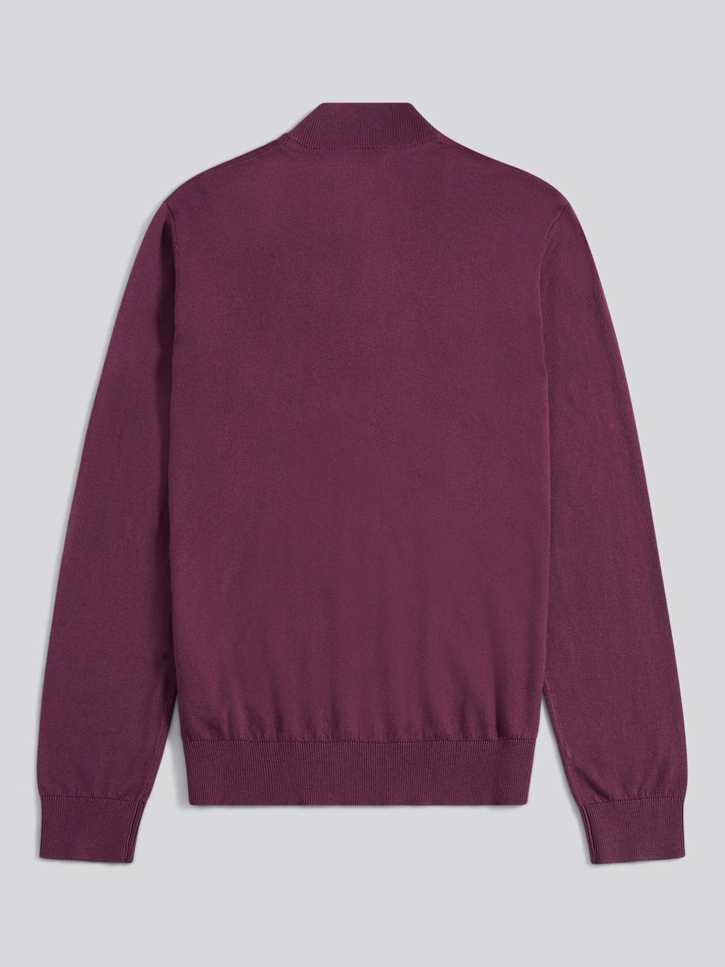 Mens Cotton Sixtnel Neck 1/4 Zip Knit w winu winogronowym