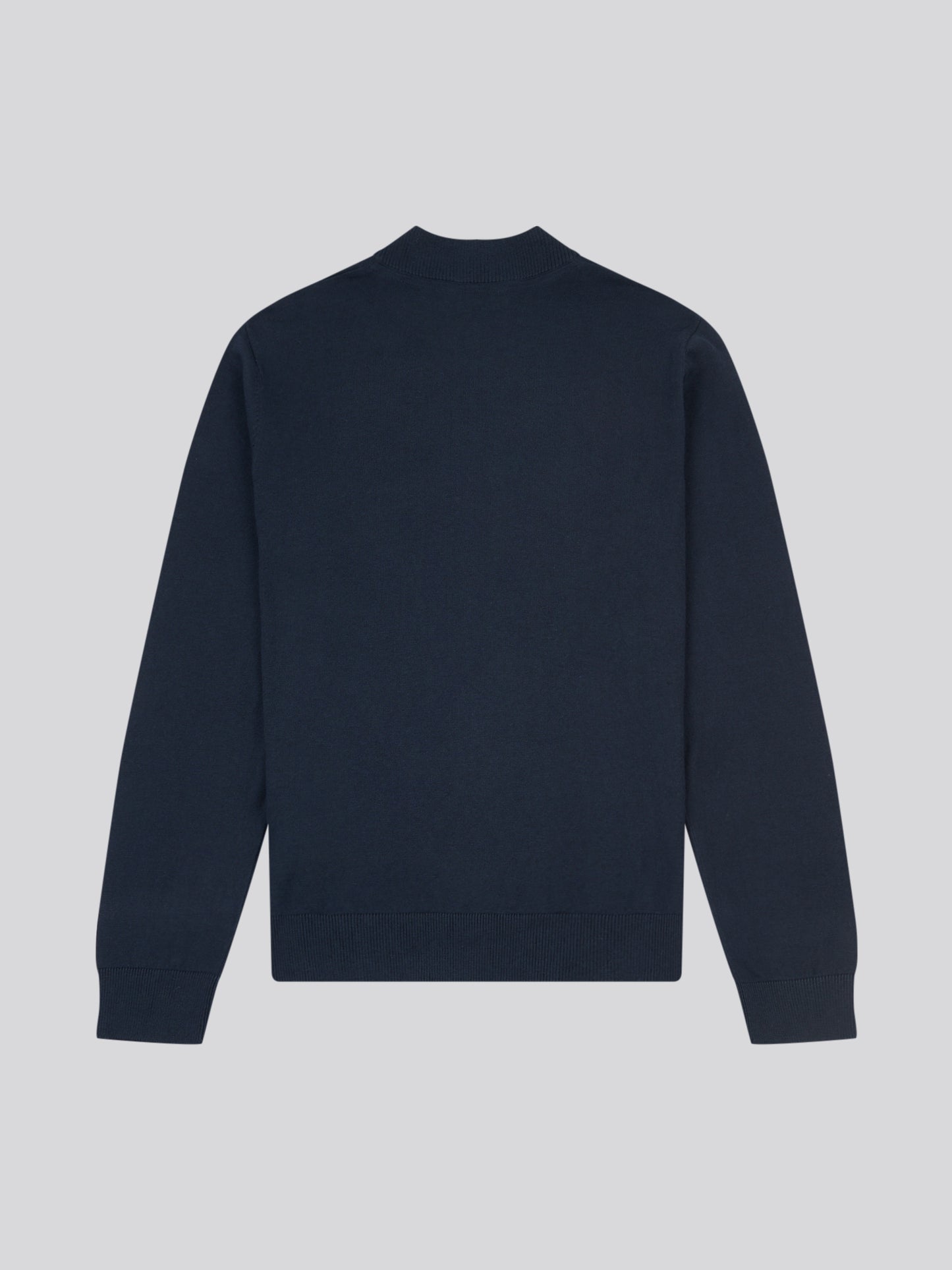 Mens Cotton Funnel Neck 1/4 Zip Knit in Dark Sapphire Navy / Haute Red DHM