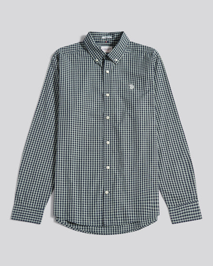 Mens Gingham Shirt in Iceberg Green