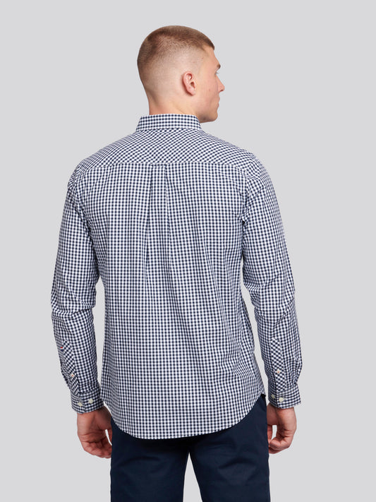Mens Gingham Shirt in Dark Sapphire Navy