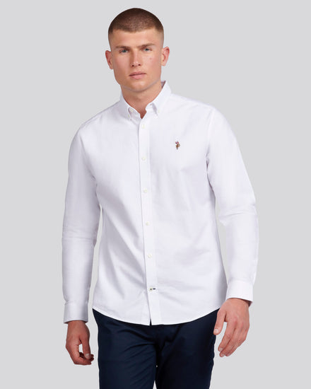 Mens Peached Oxford Shirt  in Bright White