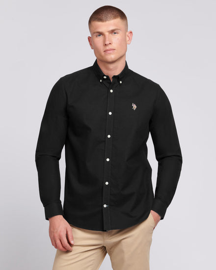 Mens Peached Oxford Shirt Black