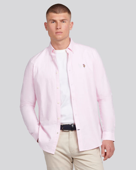 Mens Peached Oxford Shirt  in Orchid Pink