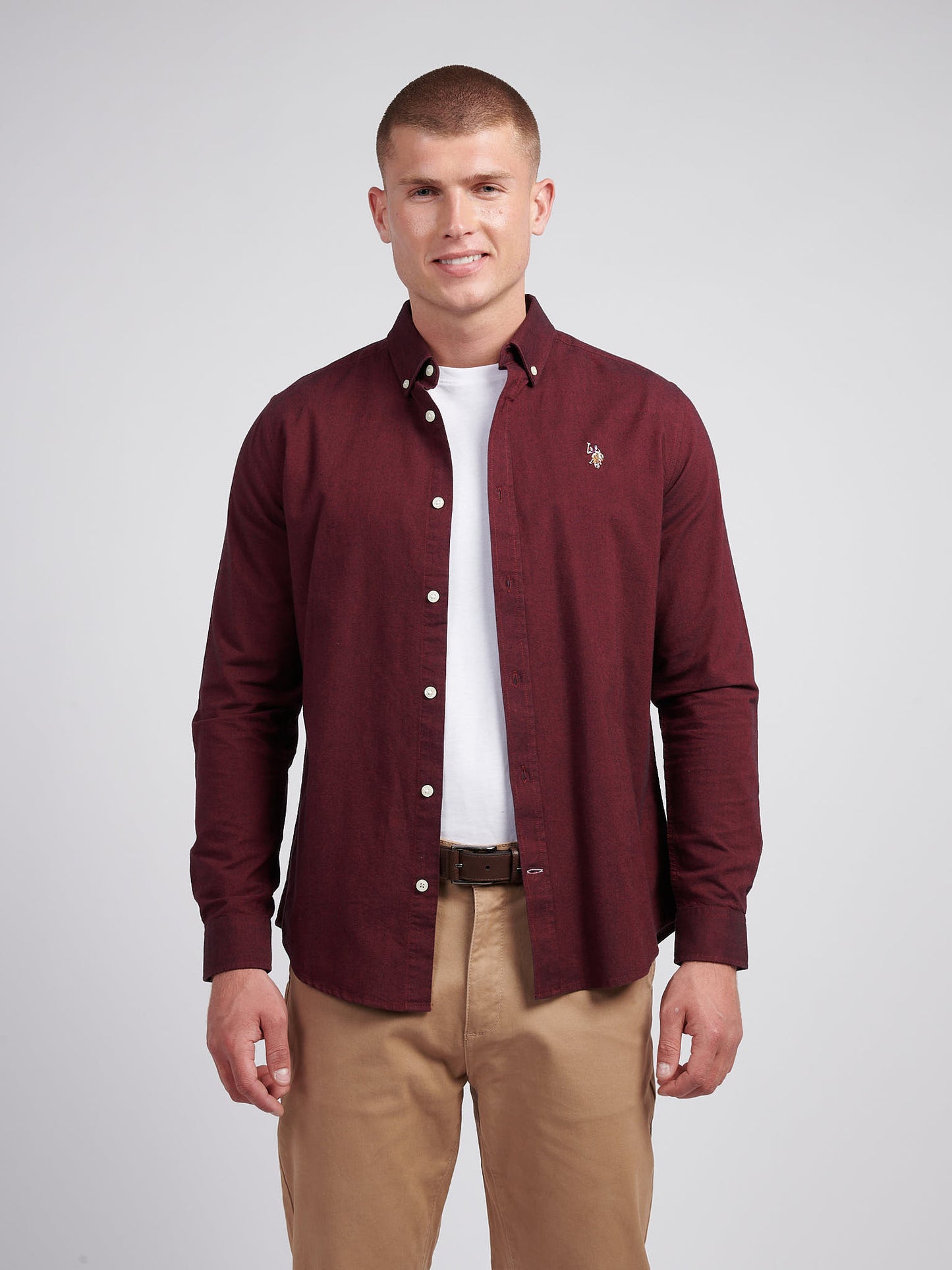 Mens Peached Oxford Shirt  in Tibetan Red