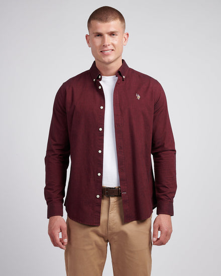 Mens Peached Oxford Shirt  in Tibetan Red