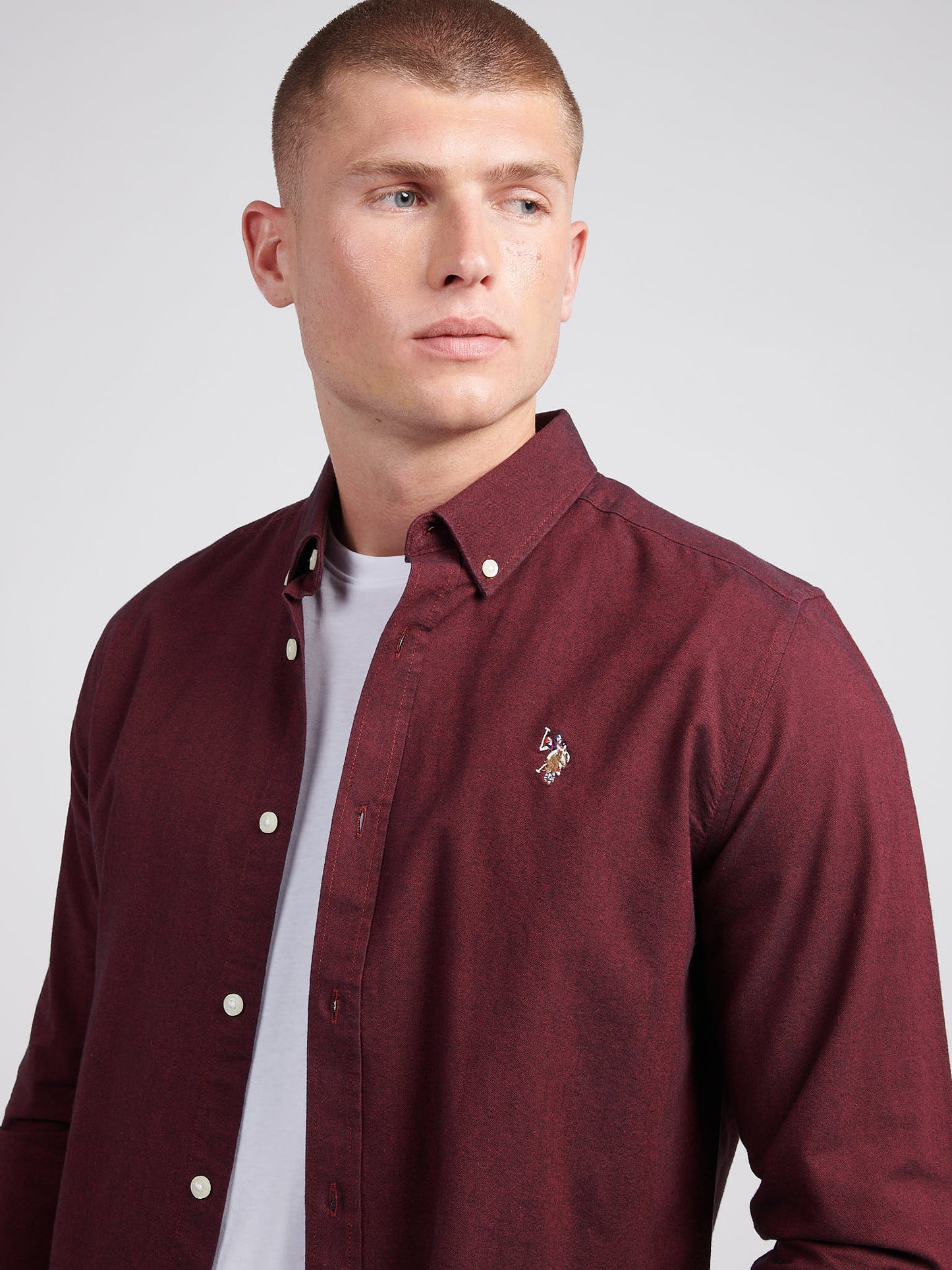 Mens Peached Oxford Shirt  in Tibetan Red
