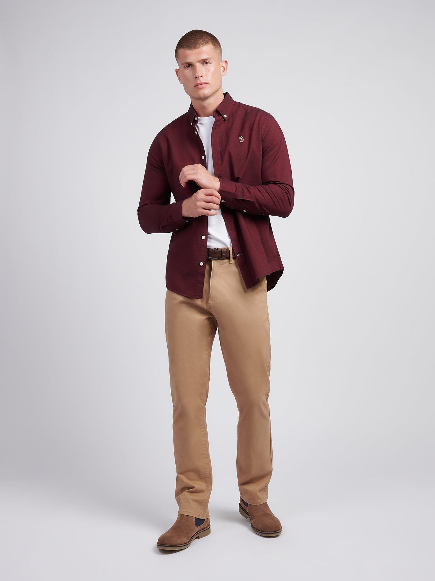 Mens Peached Oxford Shirt  in Tibetan Red