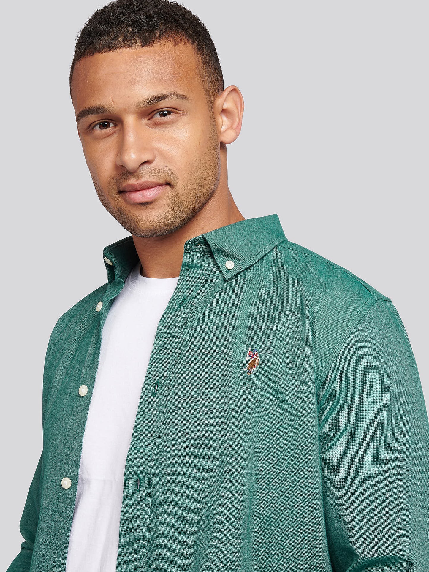 Mens Peached Oxford Shirt  in Rain Forest