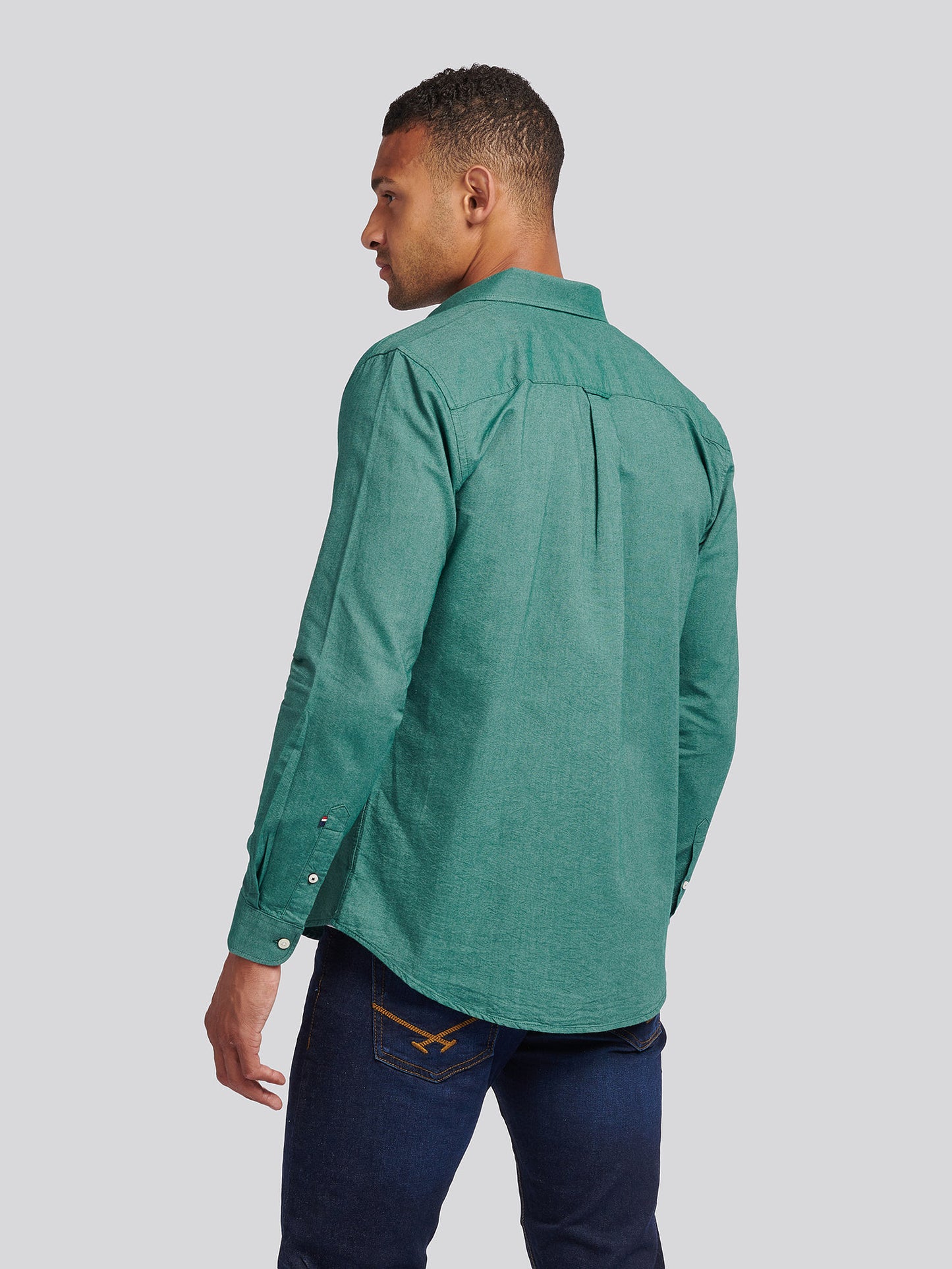 Mens Peached Oxford Shirt  in Rain Forest