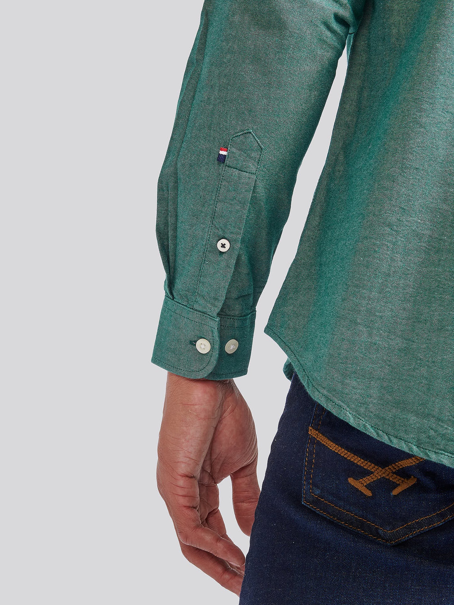 Mens Peached Oxford Shirt  in Rain Forest