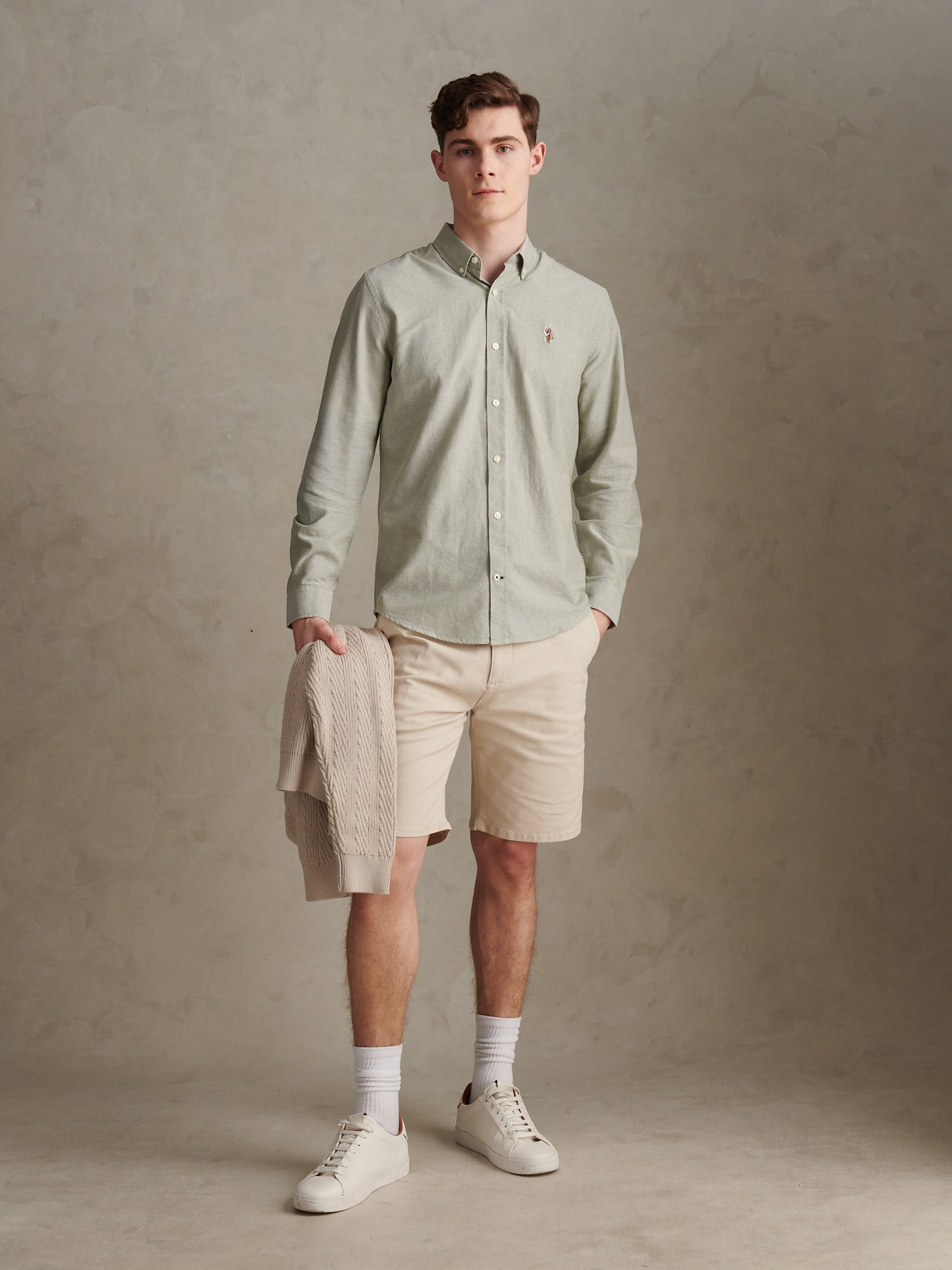 Mens Peached Oxford Shirt Sea Spray