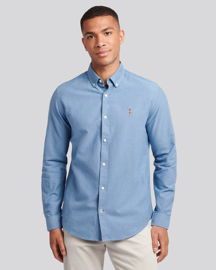 Mens Peached Oxford Shirt  in Vintage Indigo