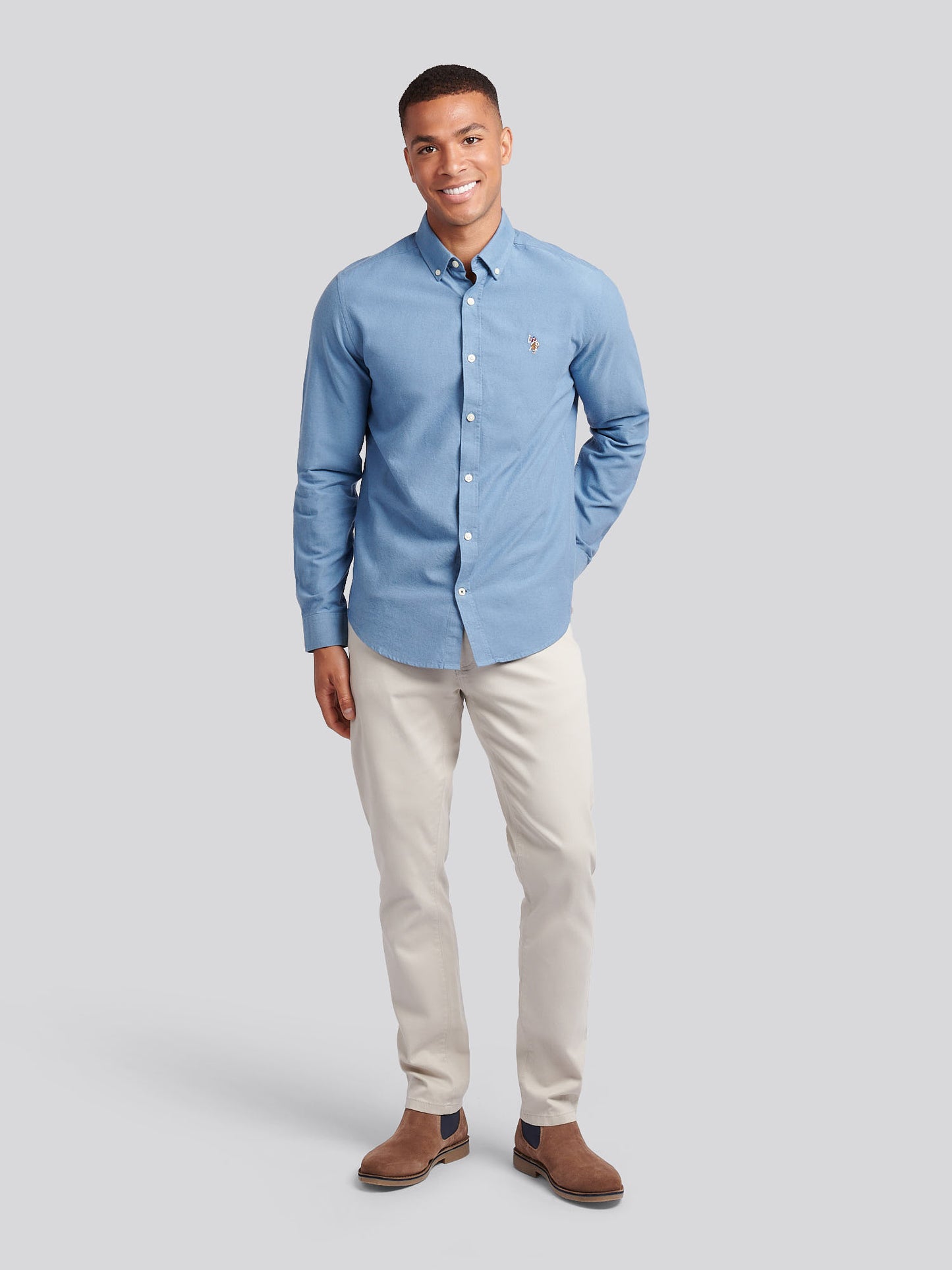 Mens Peached Oxford Shirt  in Vintage Indigo