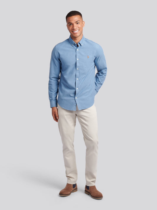 Mens Peached Oxford Shirt  in Vintage Indigo