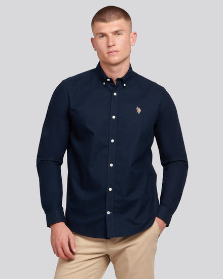 Mens Peached Oxford Shirt  in Dark Sapphire Navy