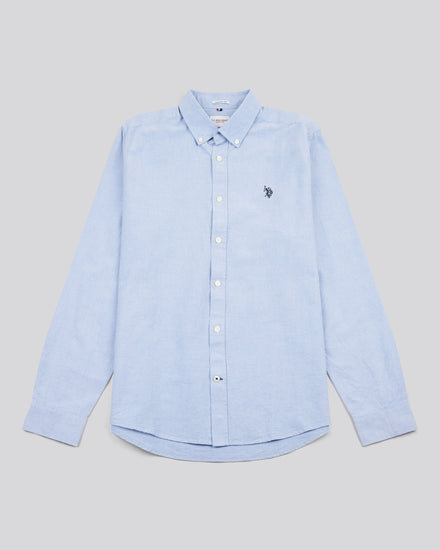 Mens Peached Oxford Shirt  in Blue Yonder / Dark Sapphire DHM