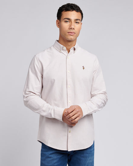 Mens Peached Oxford Shirt  in Doeskin