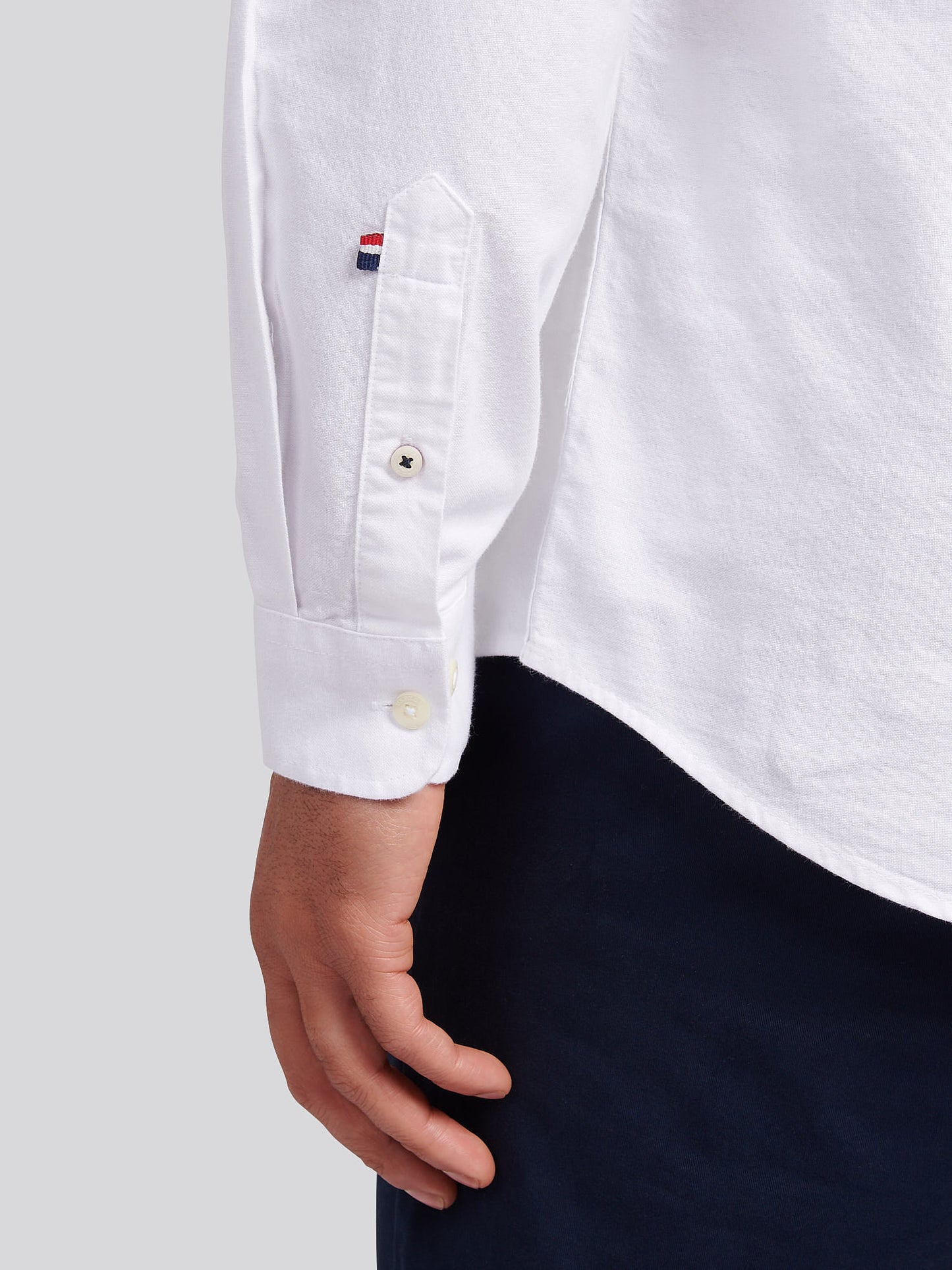 Mens Peached Oxford Shirt  in White / Dark Sapphire Navy DHM