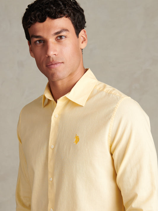 Mens Linen Blend Shirt Double Cream