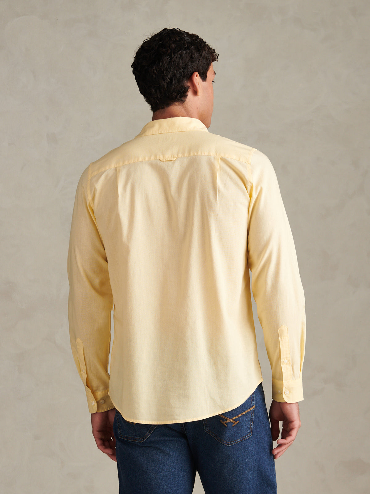 Mens Linen Blend Shirt Double Cream