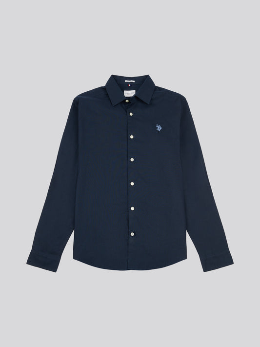 Mens Linen Blend Shirt Dark Sapphire Navy / Moonlight Blue DHM