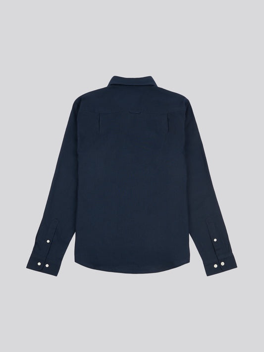 Mens Linen Blend Shirt Dark Sapphire Navy / Moonlight Blue DHM
