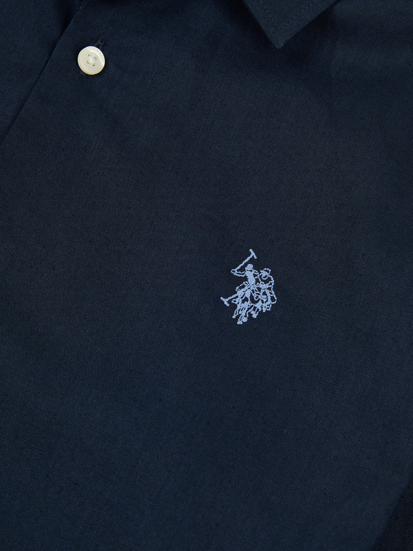 Mens Linen Blend Shirt in Dark Sapphire Navy / Moonlight Blue DHM