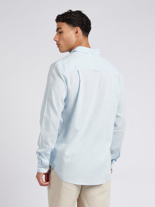 Mens Linen Blend Shirt Ice Blue