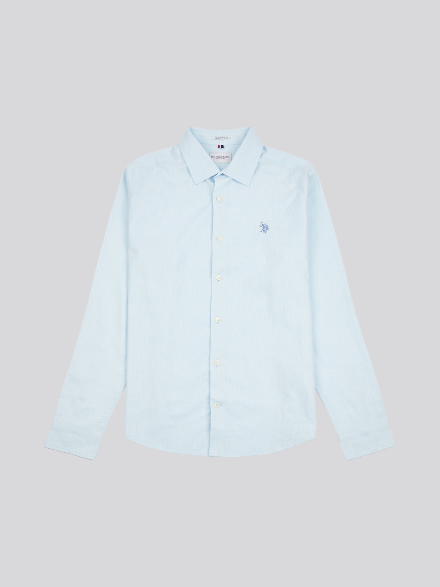 Mens Linen Blend Shirt Ice Blue