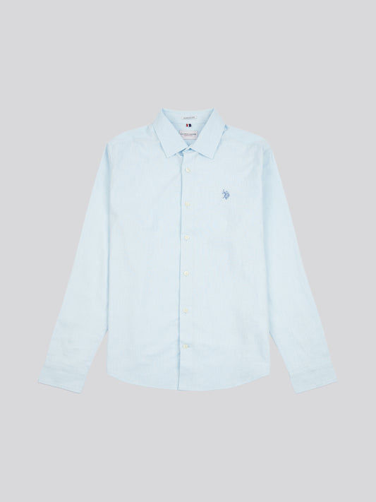 Mens Linen Blend Shirt Ice Blue