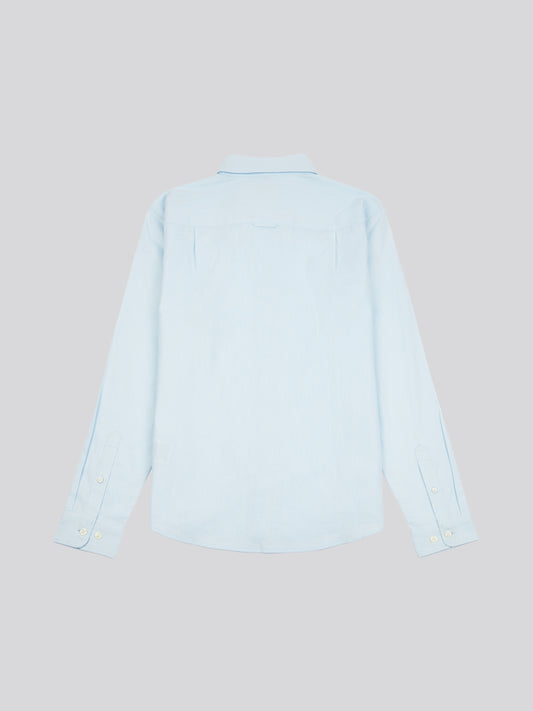 Mens Linen Blend Shirt Ice Blue