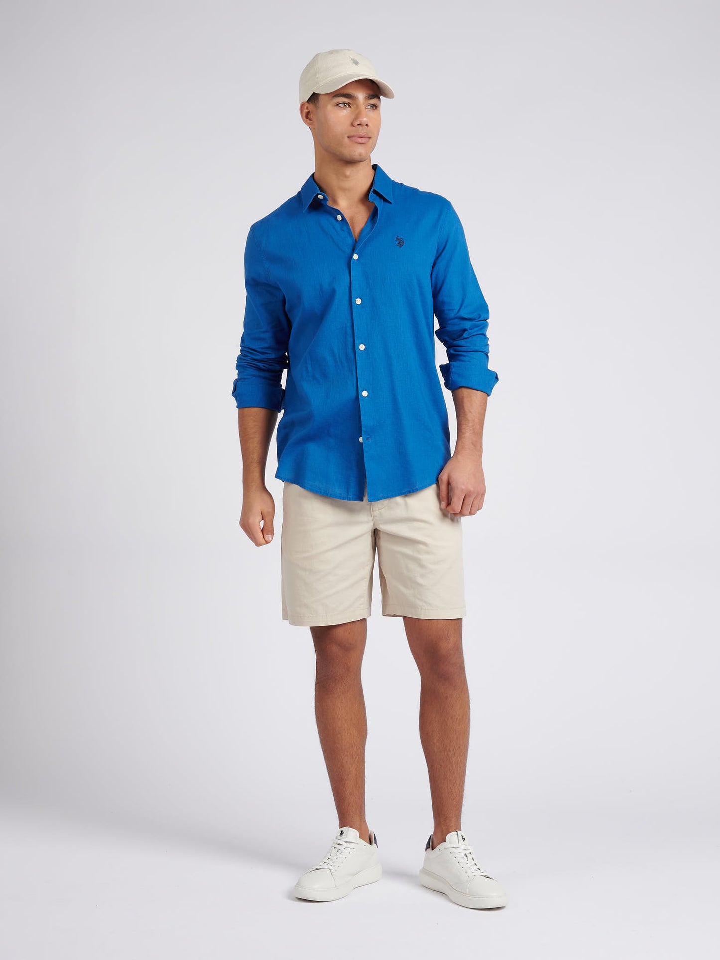 Mens Linen Blend Shirt in Deja Vu Blue
