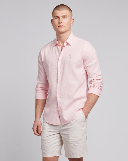 Mens Linen Blend Shirt Pink a Boo