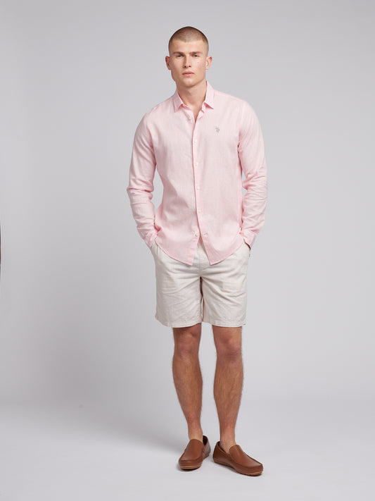 Mens Linen Blend Shirt Pink a Boo