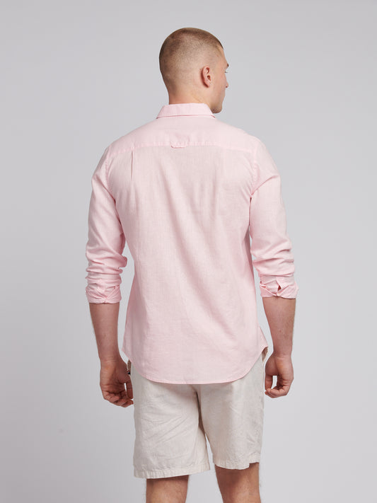 Mens Linen Blend Shirt Pink a Boo