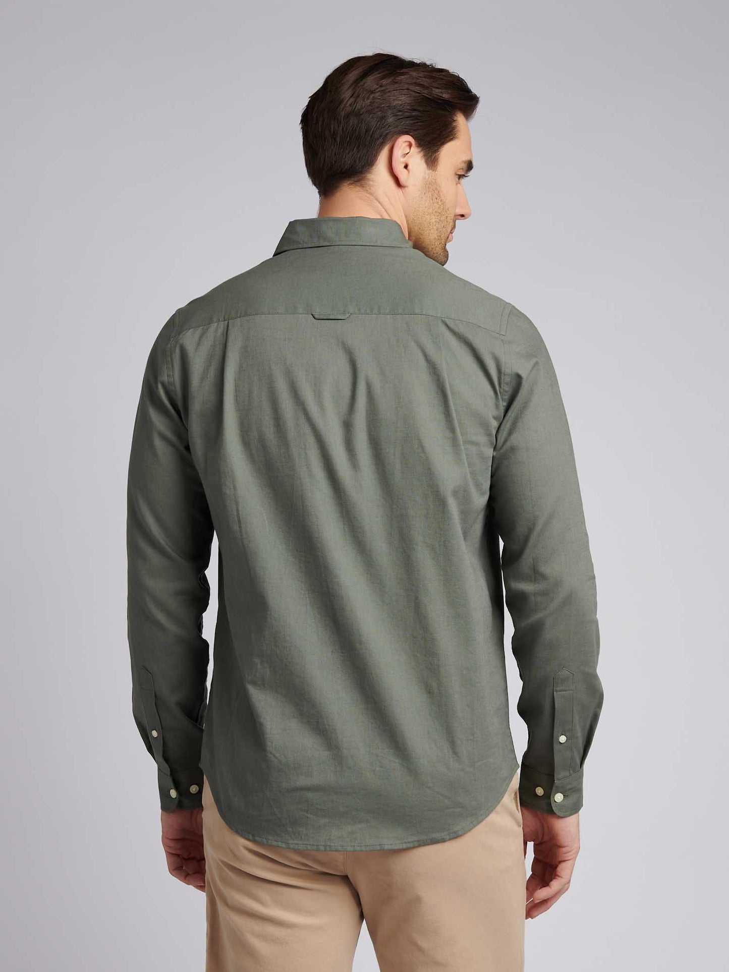 Mens Linen Blend Shirt in Mulled Basil