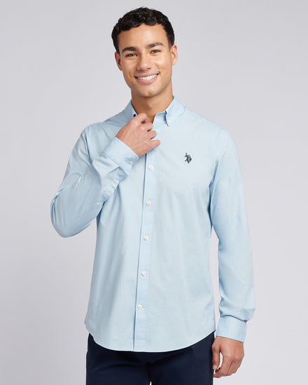 Mens Stretch Cotton Poplin Shirt in Skyway