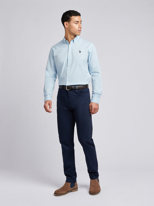 Mens Stretch Cotton Poplin Shirt in Skyway