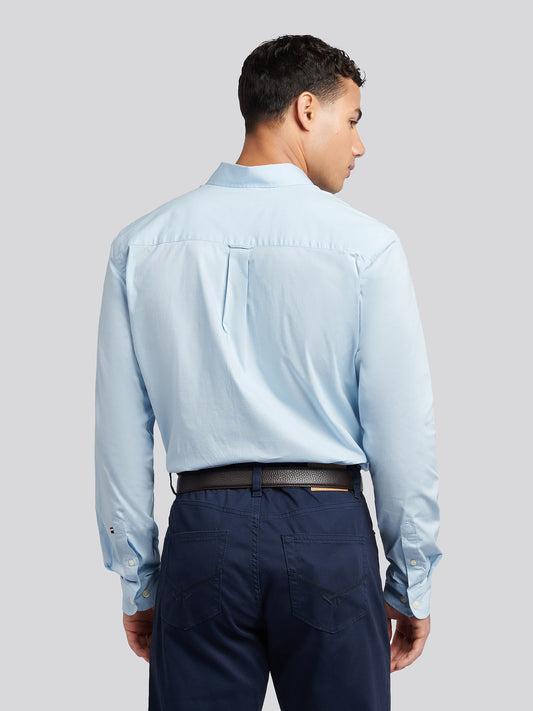 Mens Stretch Cotton Poplin Shirt in Skyway