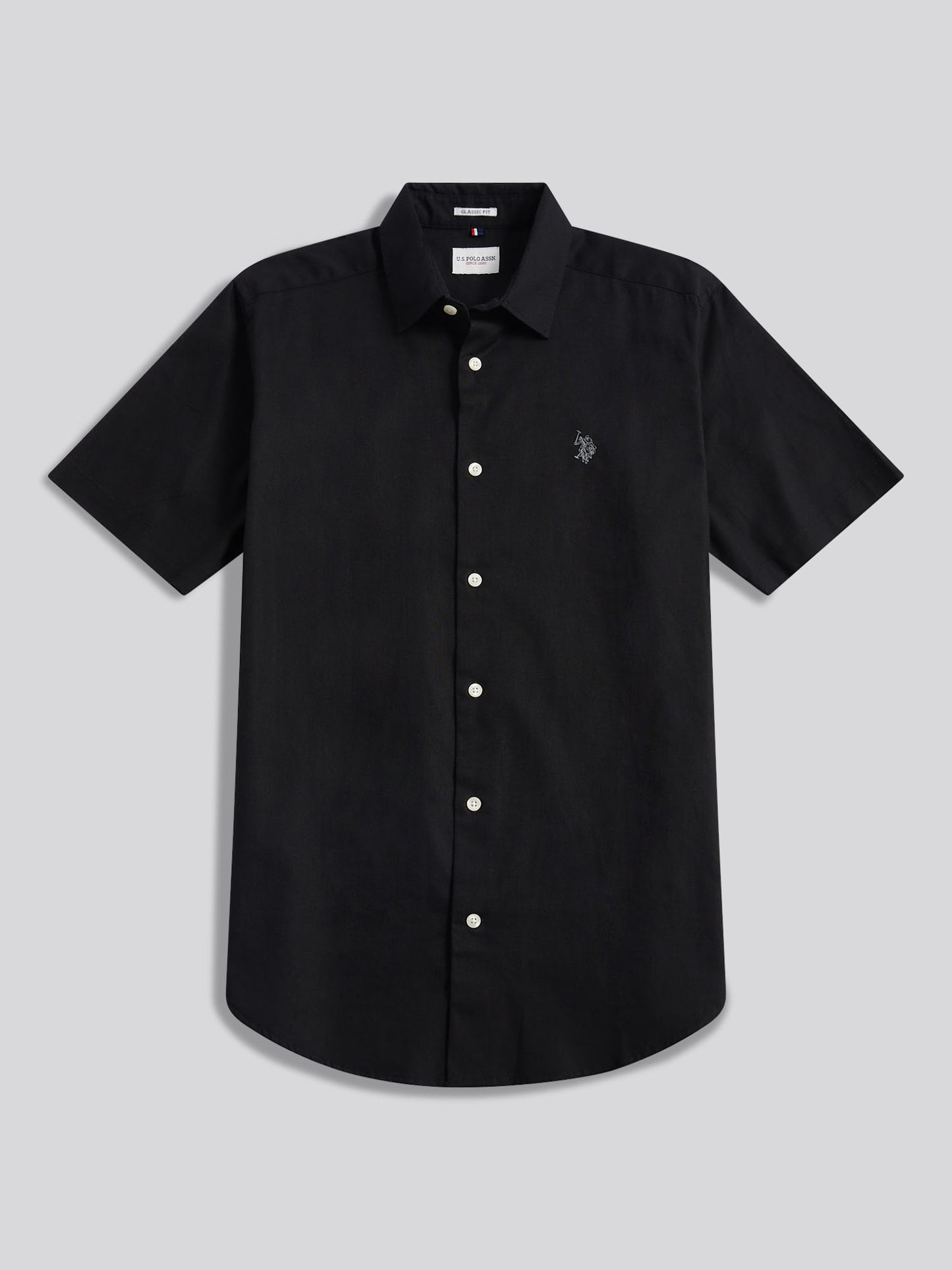 Mens Linen Blend Short Sleeve Shirt in Black